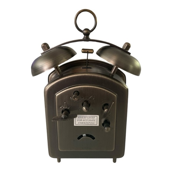 Bulova Holgate Mechanical Twin Bell Alarm Clock, B8128 - Picture 3 of 9